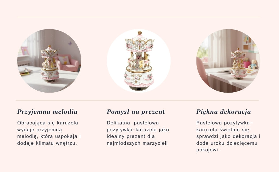 Pasztell körhinta zenélő doboz MP-333 gravírozással