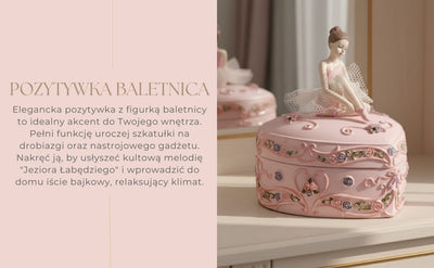 Pozytywka Pudełeczko Baletnica Serce Jezioro Łabędzie z Możliwością Personalizacji Grawerem, Różowe, 12,5 cm, Idealny Prezent na Urodziny lub Rocznicę