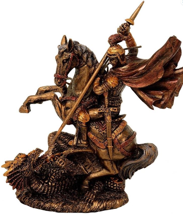 Szent György figura polirezinből, 13 cm, személyre szabható gravírozási lehetőség, ideális ajándék különféle alkalmakra