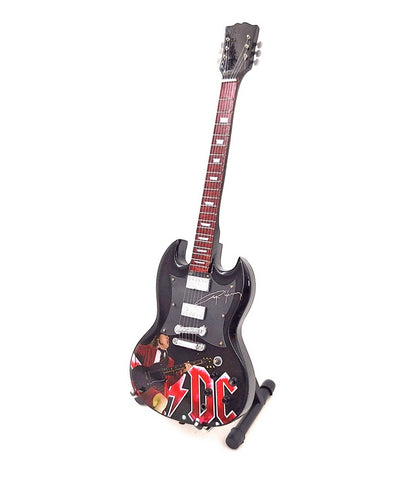 Angus Young mini gitár 24,5 cm mahagóniból, gravírozással történő személyre szabási lehetőséggel