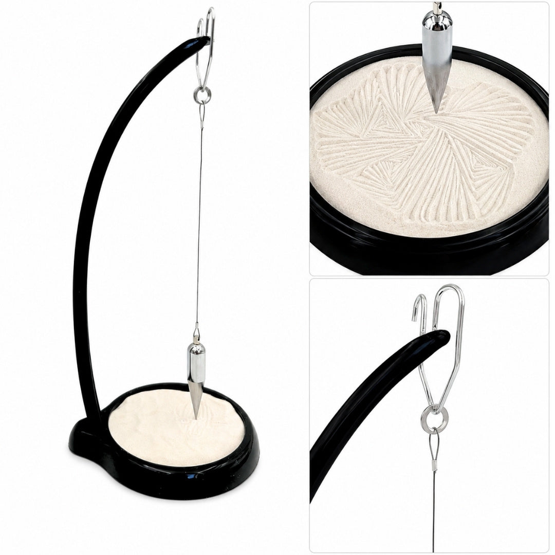 Homokinga Sand Pendulum gravírozással – inspiráló 38cm dekoráció kinetikus homokkal