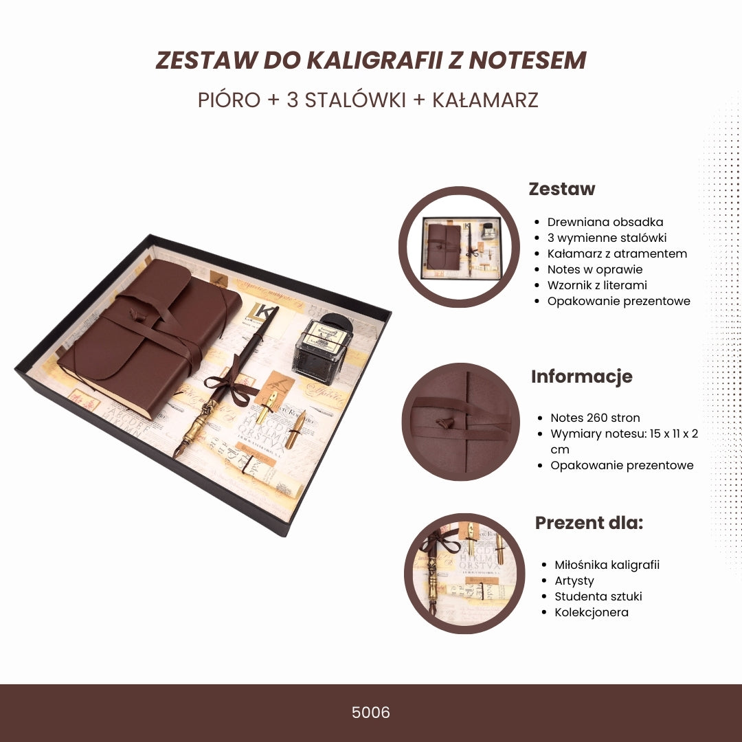 Ekskluzywny zestaw do kaligrafii z notesem