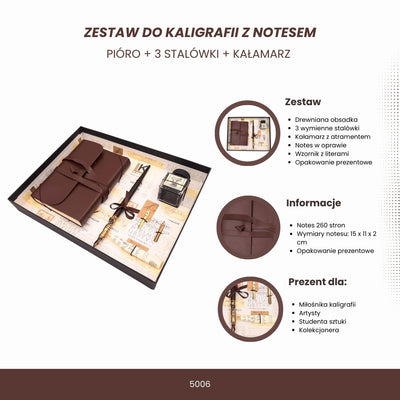 Ekskluzywny zestaw do kaligrafii z notesem