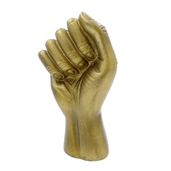 Dekoratív, ökölbe szorított kéz alumínium figura 18cm, gravírozással személyre szabható
