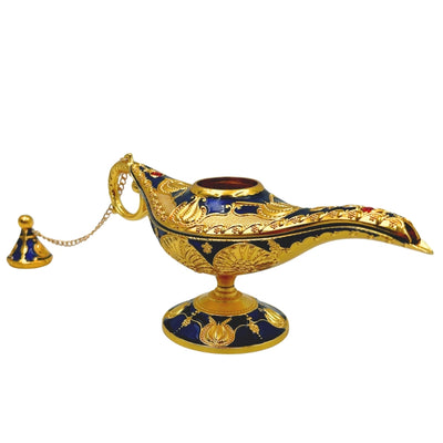 LABB Aladdin-lámpa aranyszínű fém díszítésekkel, sötét tengerészkék, 22 x 7 x 11 cm