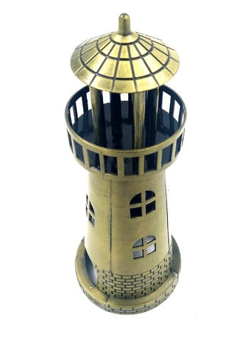 Latarnia Morska Świecznik na Tealight 18,5 cm w Antycznym Złocie z Opcją Grawerunku