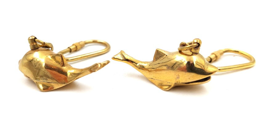 Breloczek mosiężny delfin 70339 z możliwością personalizacji grawerem, idealny na prezent - długość 5 cm, z łańcuszkiem 8 cm