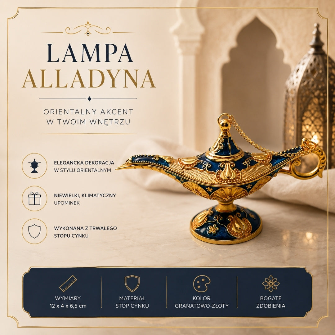 Dekoracyjna Lampa Alladyna Metalowa Granatowo-Złota 12cm - LAB12