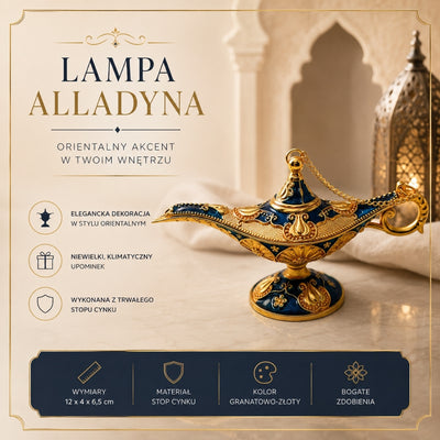 Dekoracyjna Lampa Alladyna Metalowa Granatowo-Złota 12cm - LAB12