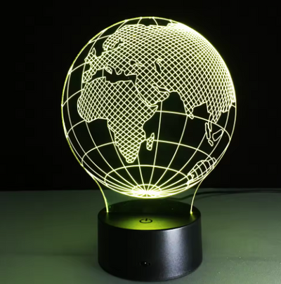 LED Földgömb lámpa 7 fényszínnel, gravírozással személyre szabható, ideális ajándék utazóknak, magasság 17 cm, USB-kábel