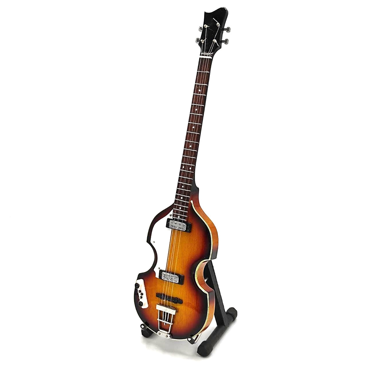 Mini gitara basowa w stylu Paul McCartney, MGT-2028, mahoniowa, możliwość personalizacji grawerem, idealna na prezent, wysokość 27,5 cm