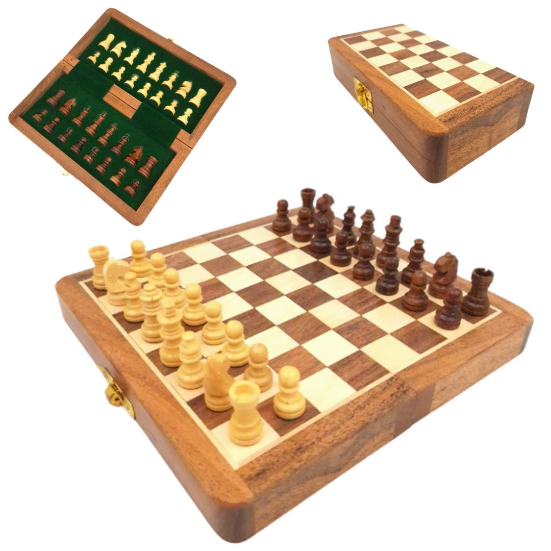 Mágneses fa sakk 17x17cm személyre szabott gravírozással