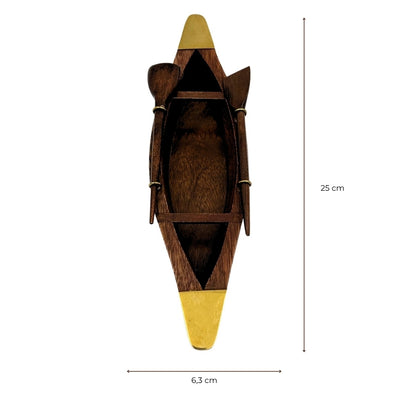 Elegáns fa hajómodell 25 cm - íróasztali dísz sárgaréz elemekkel - ideális ajándék vitorlázónak gravírozással történő személyre szabási lehetőséggel - tengerészeti és retro stílus