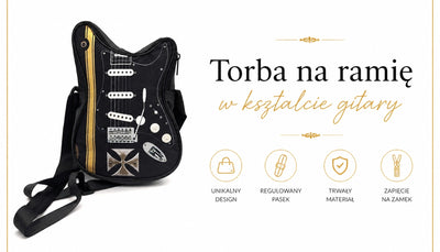 Torba na ramię w kształcie gitary z krzyżem maltańskim - Personalizowany prezent dla gitarzysty