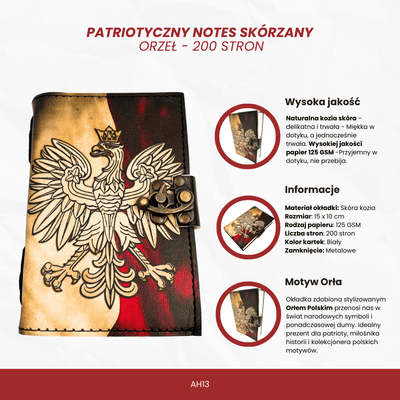 Notes Skórzany Pamiętnik Polski Orzeł Patriotyczny z Grawerem