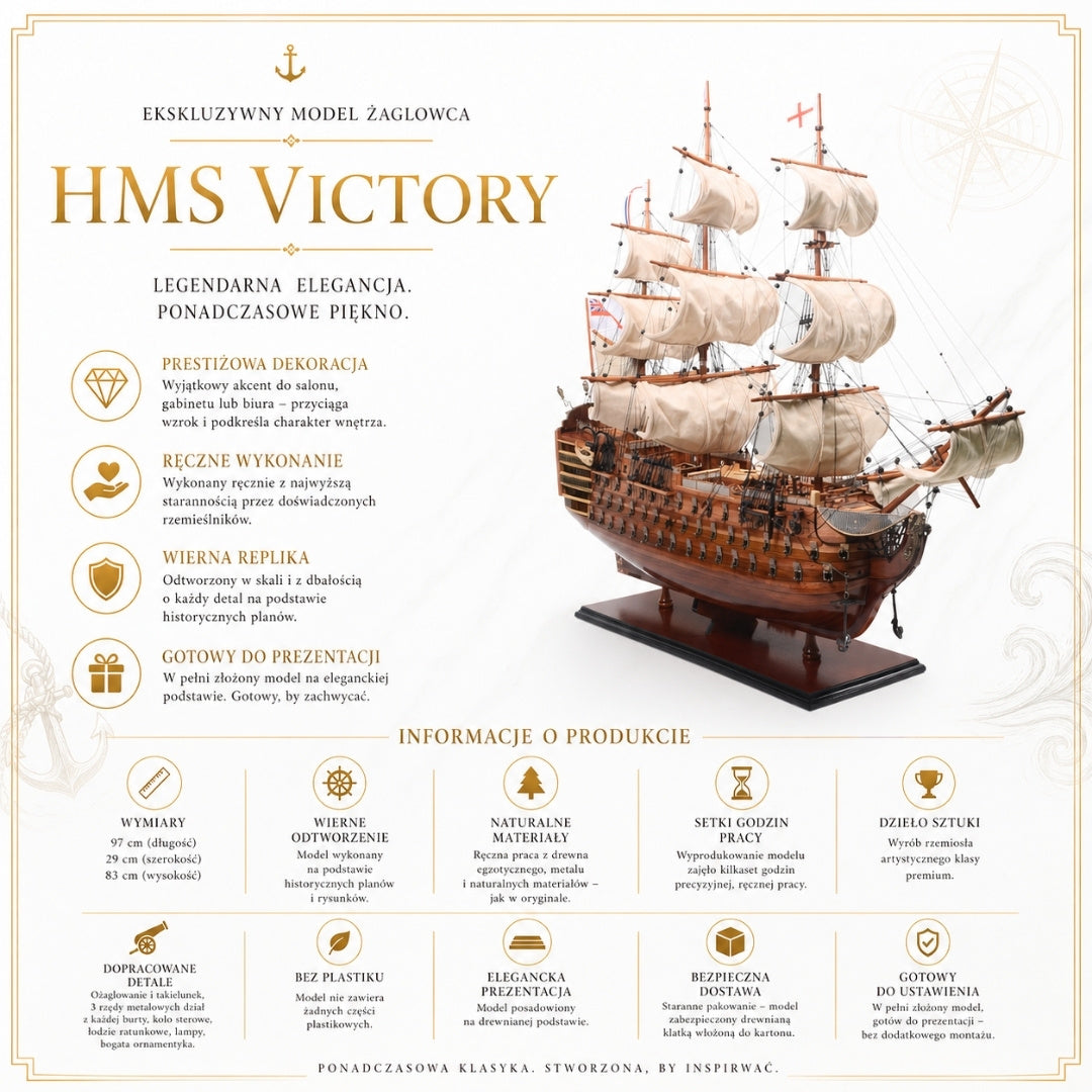 Exkluzív HMS Victory vitorláshajó-modell VIC80R