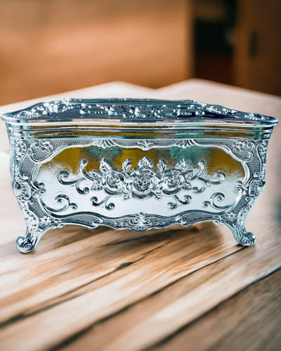 Elegáns Dombornyomott Virágos Zsebkendőtartó Doboz - Szalvétatartó