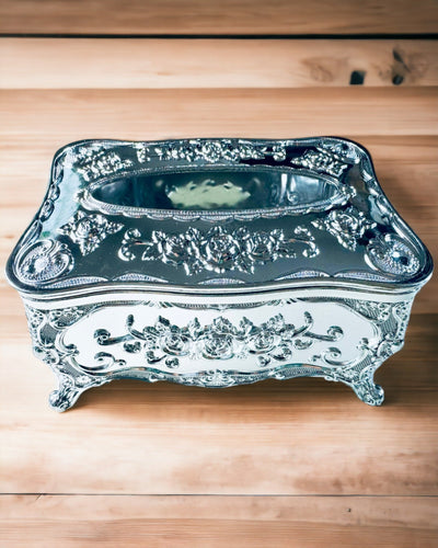 Elegáns Dombornyomott Virágos Zsebkendőtartó Doboz - Szalvétatartó