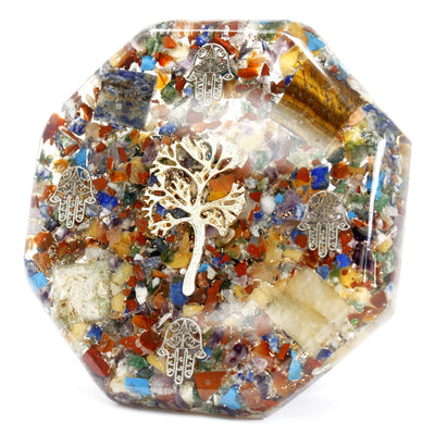 Orgonite Desk Power Pack - Drzewo Życia - Duży - Ręcznie Wykonany z Kamieni Szlachetnych i Miedzi - Idealny na Prezent - Wymiary 11 cm x 1,5 cm - Ochrona przed Zanieczyszczeniem Elektromagnetycznym - Symbol Harmonii i Energii