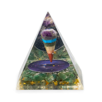 Med Organite Piramida z Pendulum i Zielonymi Chipsami Awenturynu 7x6 cm