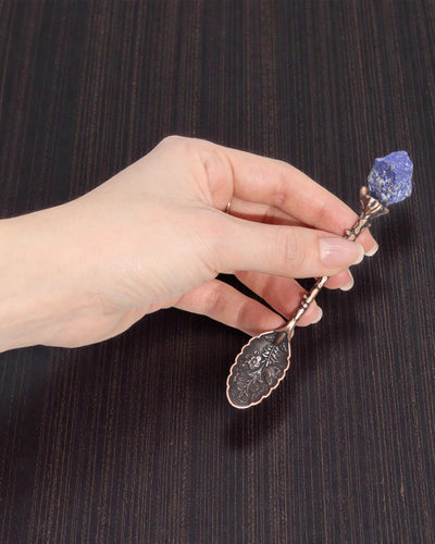 Arcana Aurea – 7 db barna boszorkánykanál készlet természetes kövekkel