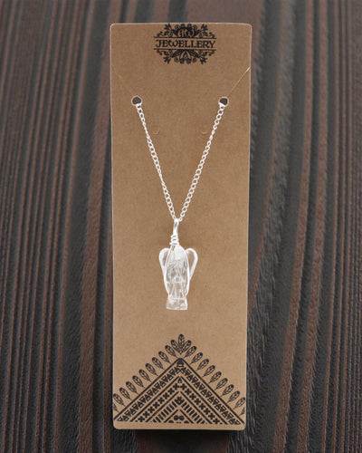 Őrkristály – hegyikristályból készült őrangyal-nyakfüggő