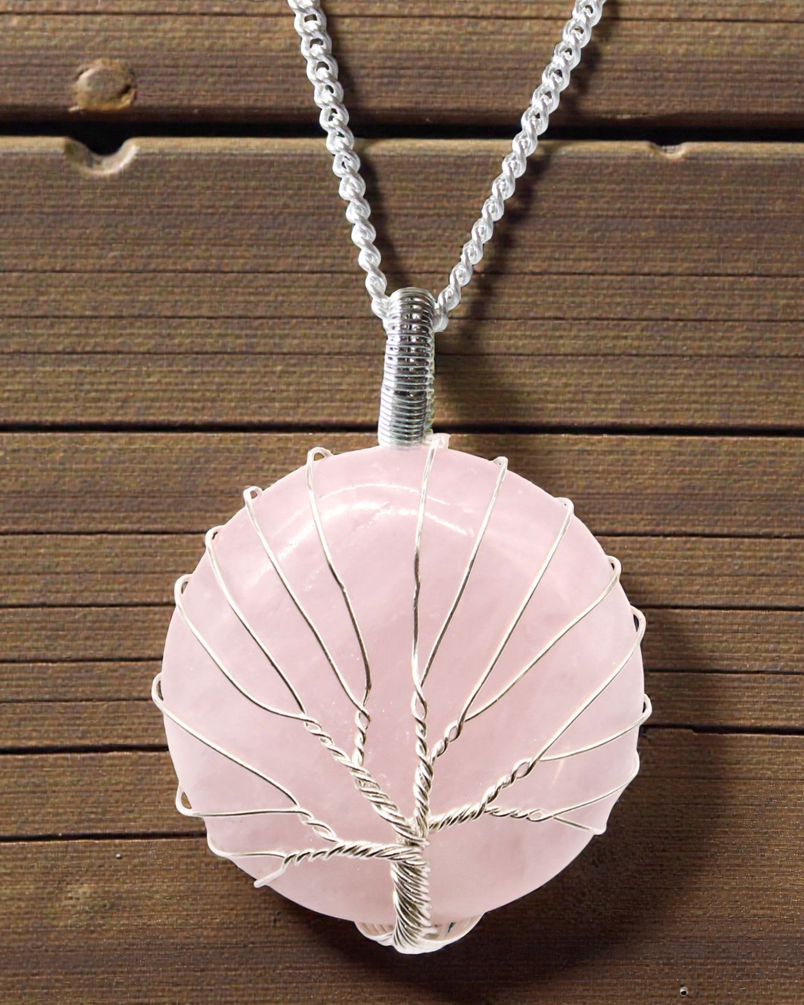 Életfa drágakő nyaklánc – rózsakvarc