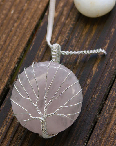 Életfa drágakő nyaklánc – rózsakvarc