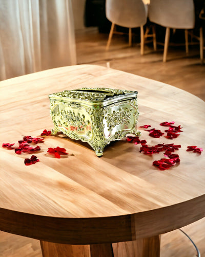 Elegáns Dombornyomott Virágos Zsebkendőtartó Doboz - Szalvétatartó