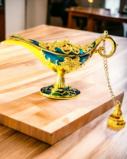 Kis Kézzel Készített Aladdin Lámpa - Fém Kézműves Művészet Otthoni Dekorációhoz, gravírozás