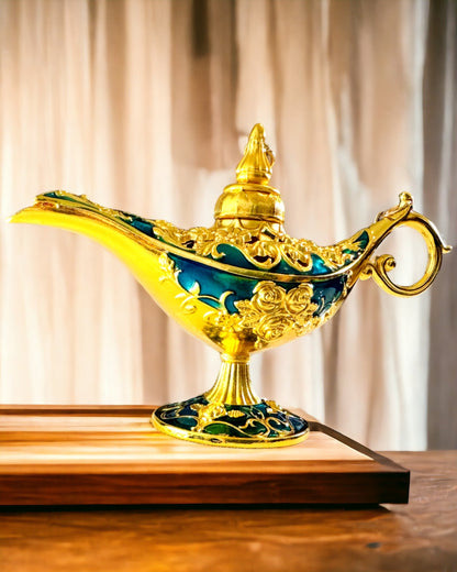 Kis Kézzel Készített Aladdin Lámpa - Fém Kézműves Művészet Otthoni Dekorációhoz, gravírozás