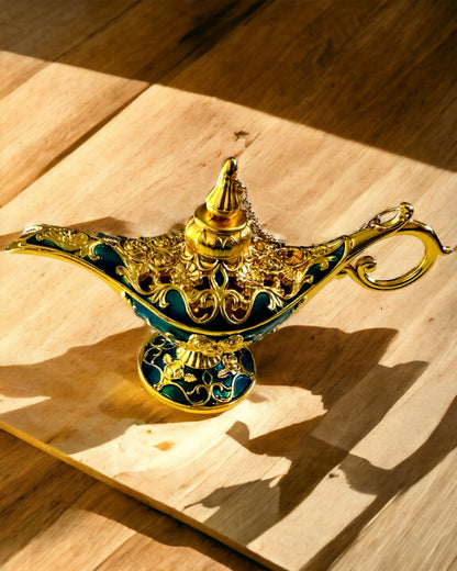 Kis Kézzel Készített Aladdin Lámpa - Fém Kézműves Művészet Otthoni Dekorációhoz, gravírozás