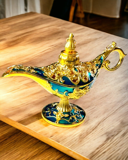 Kis Kézzel Készített Aladdin Lámpa - Fém Kézműves Művészet Otthoni Dekorációhoz, gravírozás