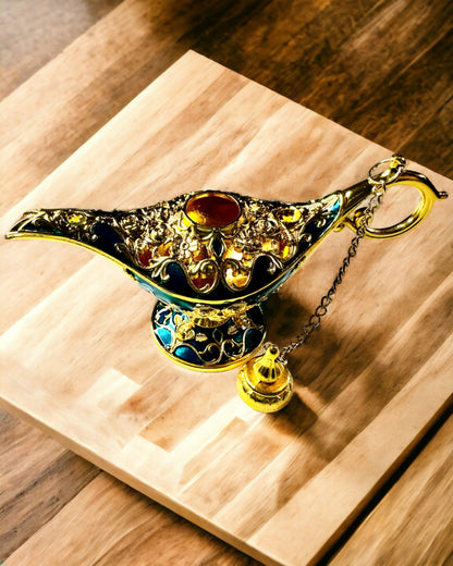 Kis Kézzel Készített Aladdin Lámpa - Fém Kézműves Művészet Otthoni Dekorációhoz, gravírozás