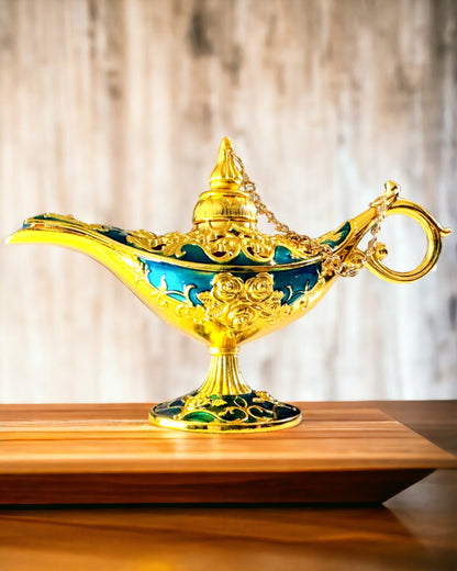 Kis Kézzel Készített Aladdin Lámpa - Fém Kézműves Művészet Otthoni Dekorációhoz, gravírozás