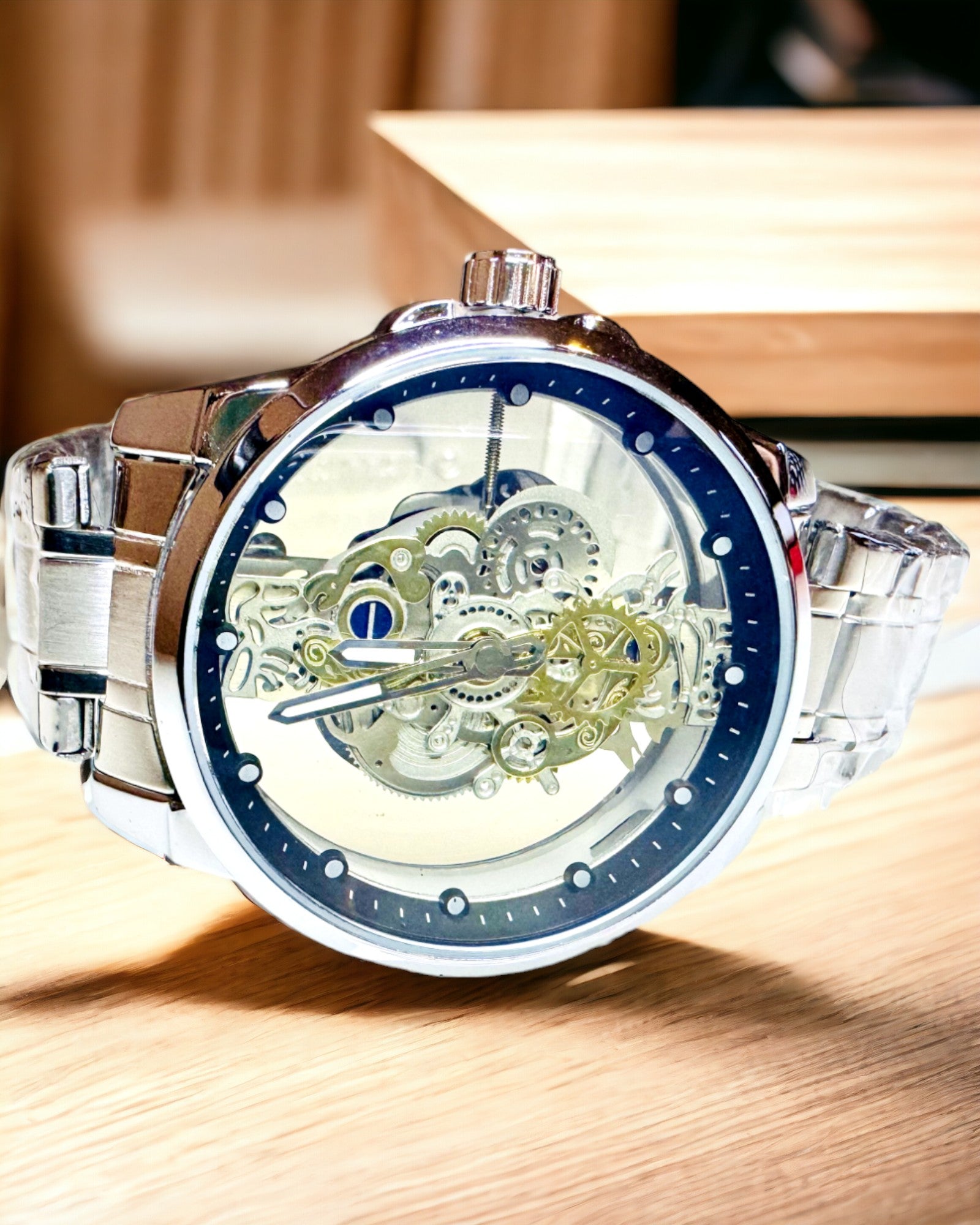 Elegáns Férfi Kvarcóra - Átlátszó Mechanizmus és Sportos Elegancia