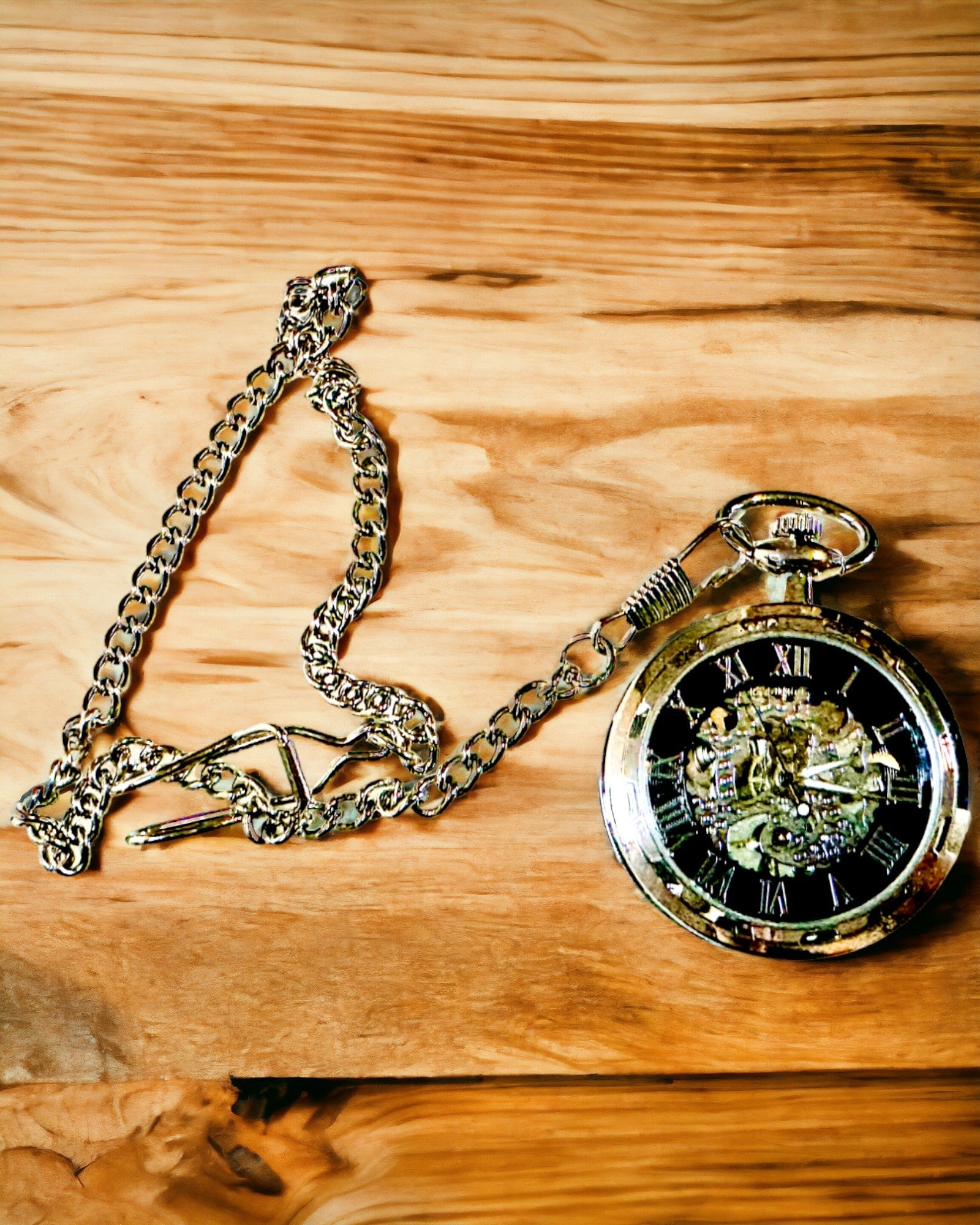 Ezüst Exkluzív Mechanikus Zsebóra Retro Stílusban, Vízálló - Elegancia Minden Alkalomra, Gravírozással