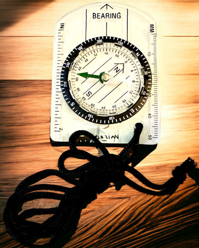 Turisztikai iránytű "Kalandor Útmutató" - Átlátszó, Mini Akril Függőzsinórral és Térkép Skálával, Gravírozással