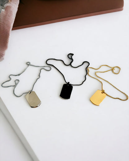 "Három Stílus Árnyalata" Dog Tag Nyaklánc - Katonai Azonosító - Elegáns Medál Rozsdamentes Acélból Gravírozási Lehetőséggel