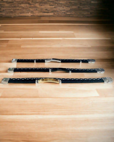 PU bőrből és rozsdamentes acélból készült sport karkötő gravírozási lehetőséggel – 3 színben