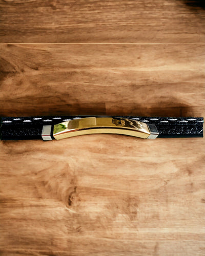 PU bőrből és rozsdamentes acélból készült sport karkötő gravírozási lehetőséggel – 3 színben