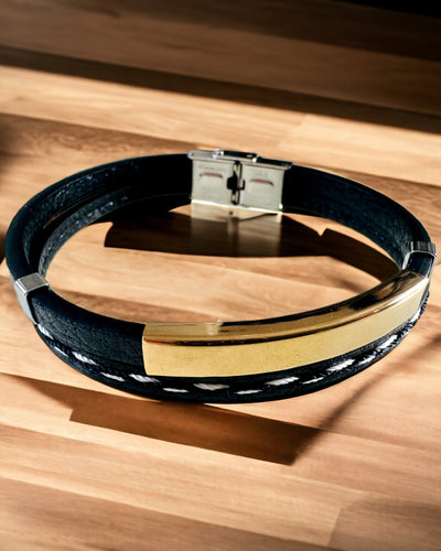 PU bőrből és rozsdamentes acélból készült sport karkötő gravírozási lehetőséggel – 3 színben