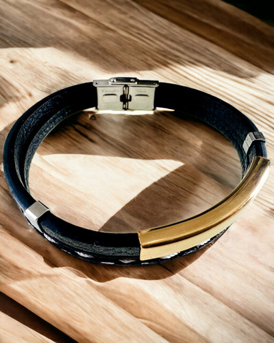 PU bőrből és rozsdamentes acélból készült sport karkötő gravírozási lehetőséggel – 3 színben