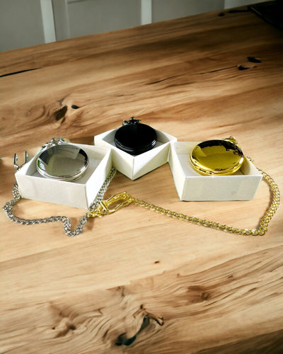 Ezüst zsebóra kvarc szerkezettel és gravírozási lehetőséggel