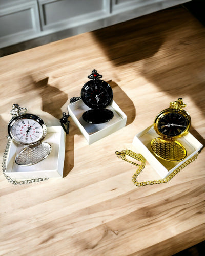 Ezüst zsebóra kvarc szerkezettel és gravírozási lehetőséggel