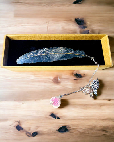 Kreatív Retro Stílusú Könyvjelző Toll- és Pillangómotívummal – Elegáns Ajándék Anyának, Tanárnak, Promóciós, Ezüst/Rózsaszín Színben