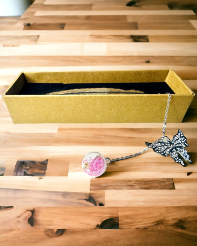 Kreatív Retro Stílusú Könyvjelző Toll- és Pillangómotívummal – Elegáns Ajándék Anyának, Tanárnak, Promóciós, Ezüst/Rózsaszín Színben