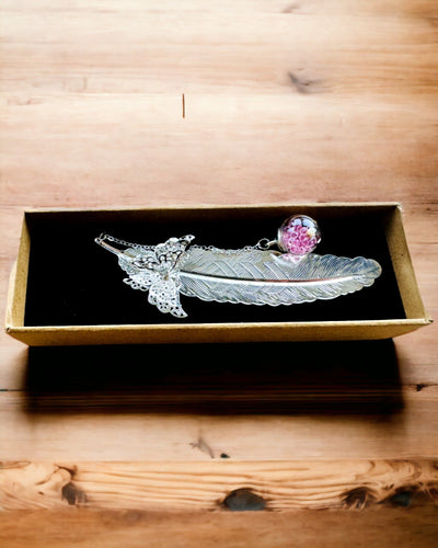 Kreatív Retro Stílusú Könyvjelző Toll- és Pillangómotívummal – Elegáns Ajándék Anyának, Tanárnak, Promóciós, Ezüst/Rózsaszín Színben