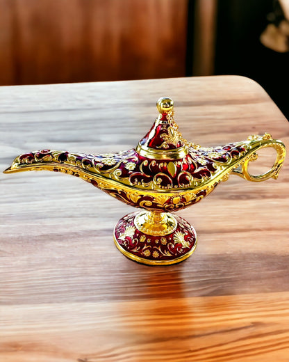 Aladdin Varázslámpája Gravírozási Opcióval - Bordó Arannyal Átszőtt Változat