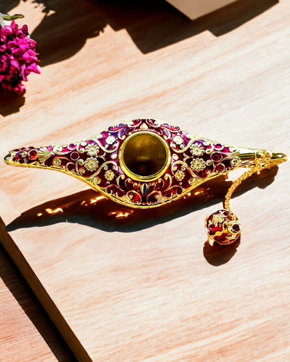 Aladdin Varázslámpája Gravírozási Opcióval - Bordó Arannyal Átszőtt Változat